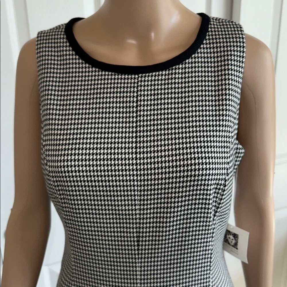 New With Tag ANNE KLEIN Black and White Checkered Midi Dress Size 6. - Picture 4 of 13